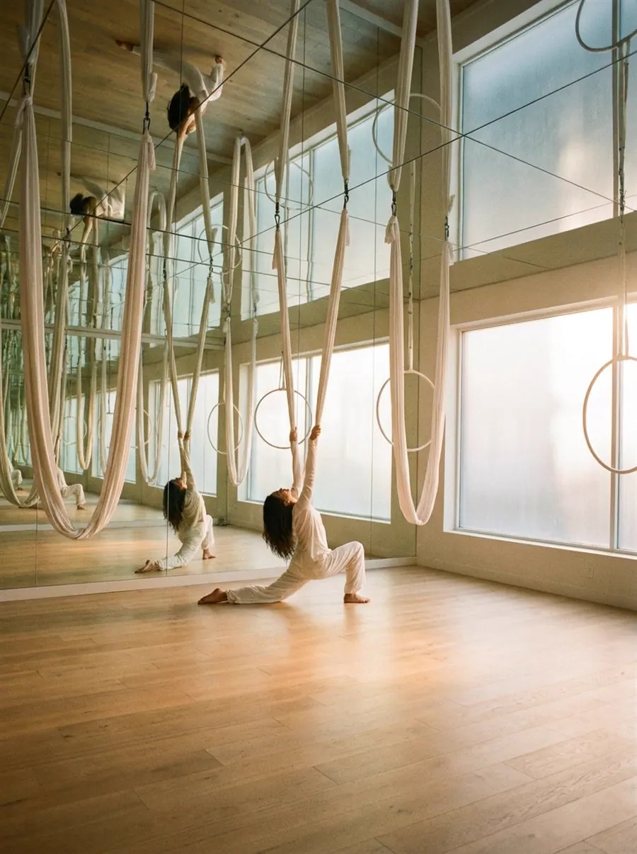 Serene activewear studio pop-up environment