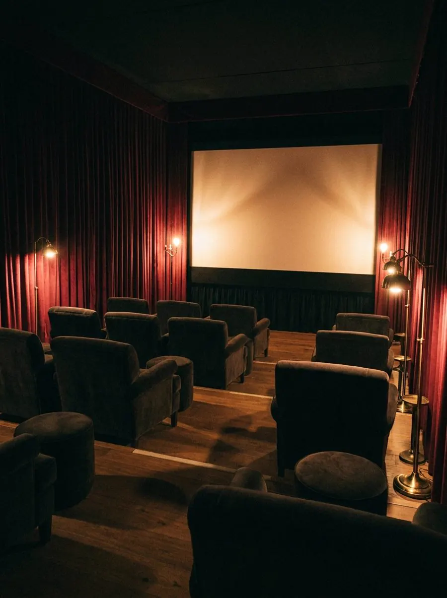Cinematic screening room pop-up environment
